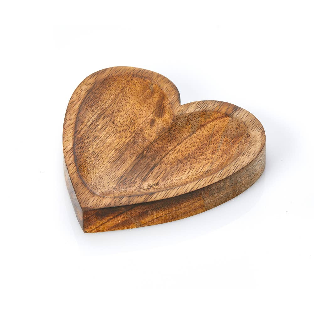 Shallow, heart-shaped Mango Wood Heart Dish.