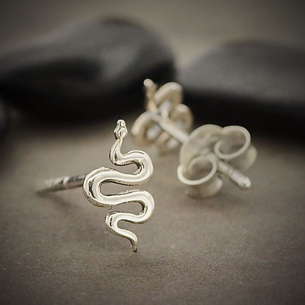 Snake Post Earrings - Sterling