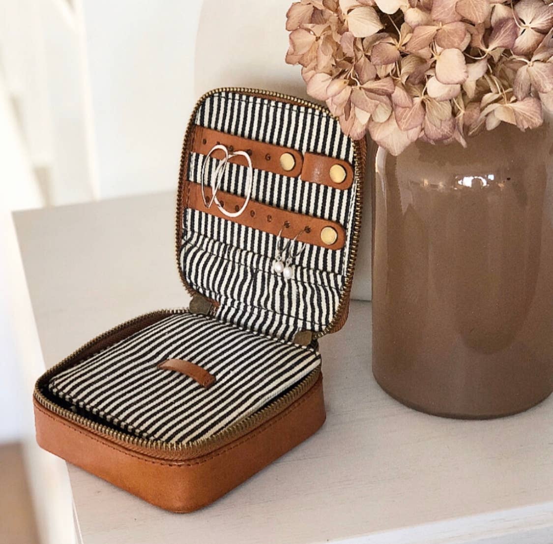 Leather Jewelry Box - Cognac Stromboli Leather