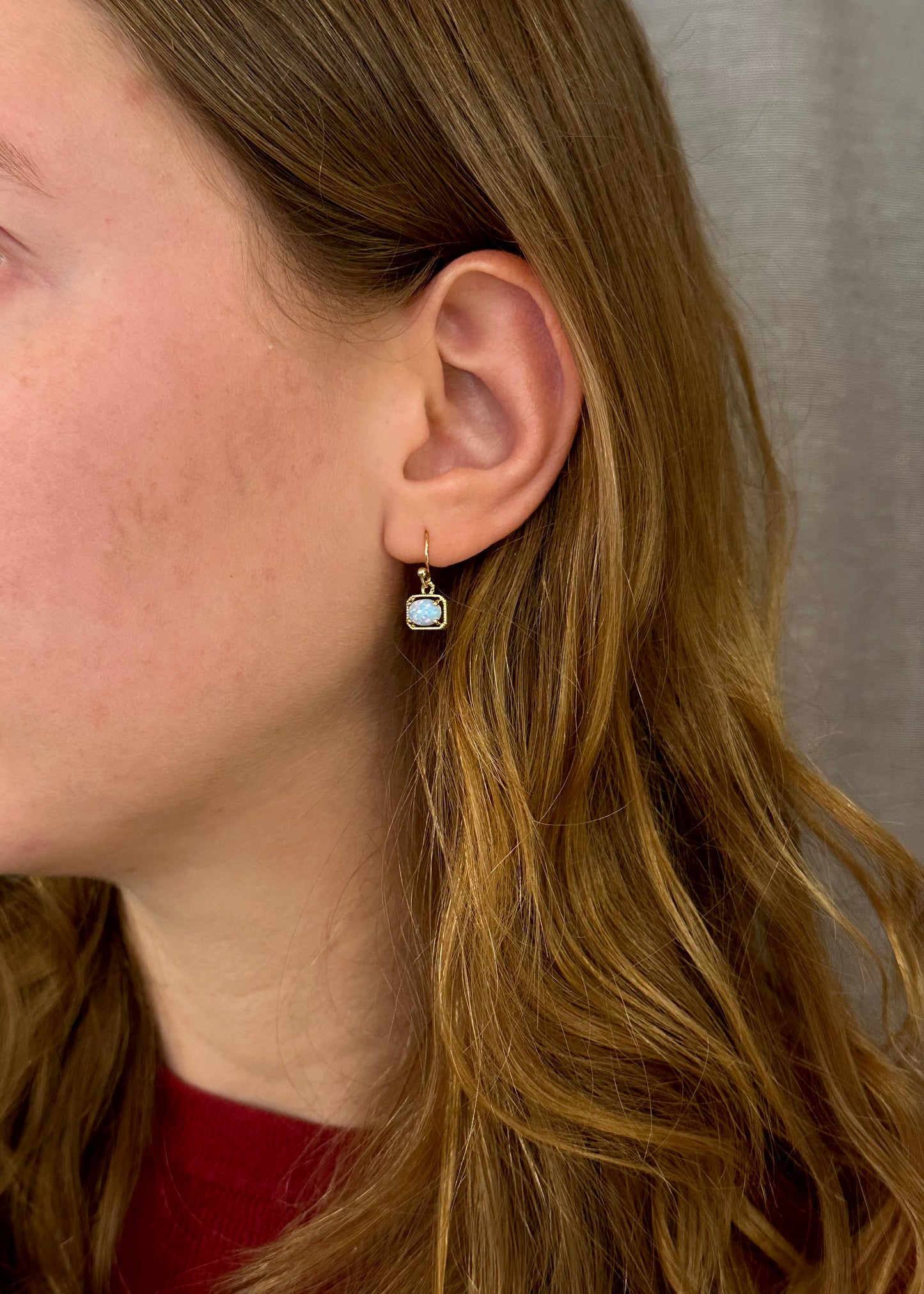 Deco Framed Blue Opal Earrings - GF