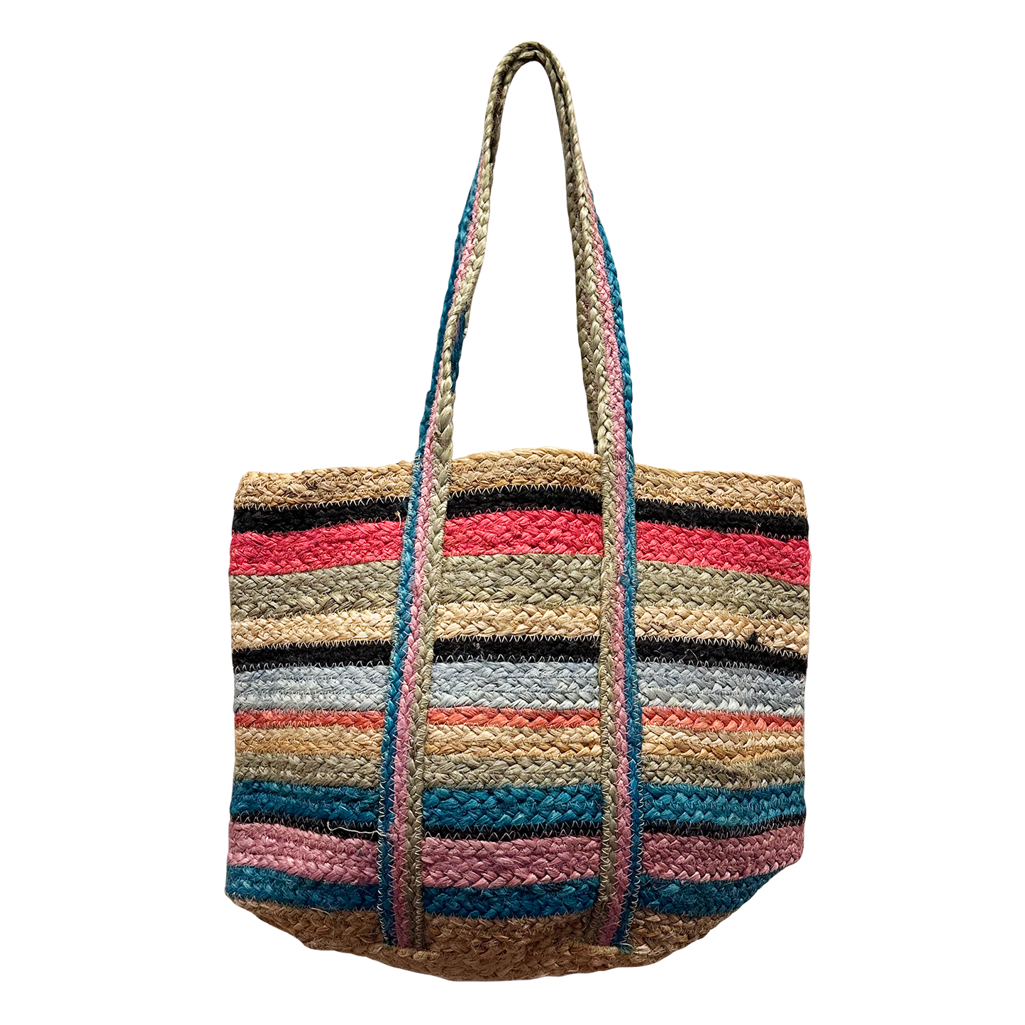 Colorful Stripes Jute Tote Bag