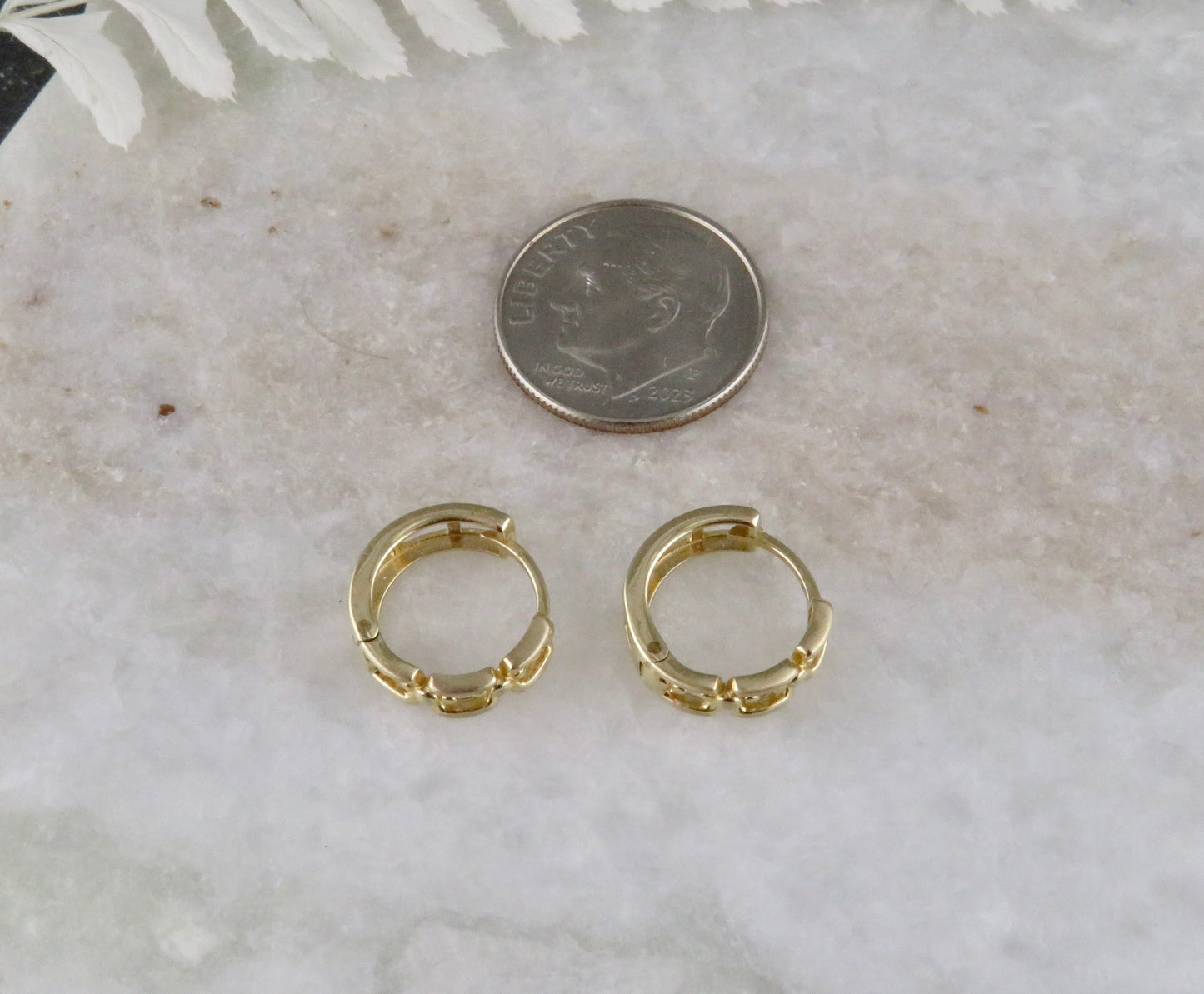 Solid Gold Open Chain Clicker Hoops