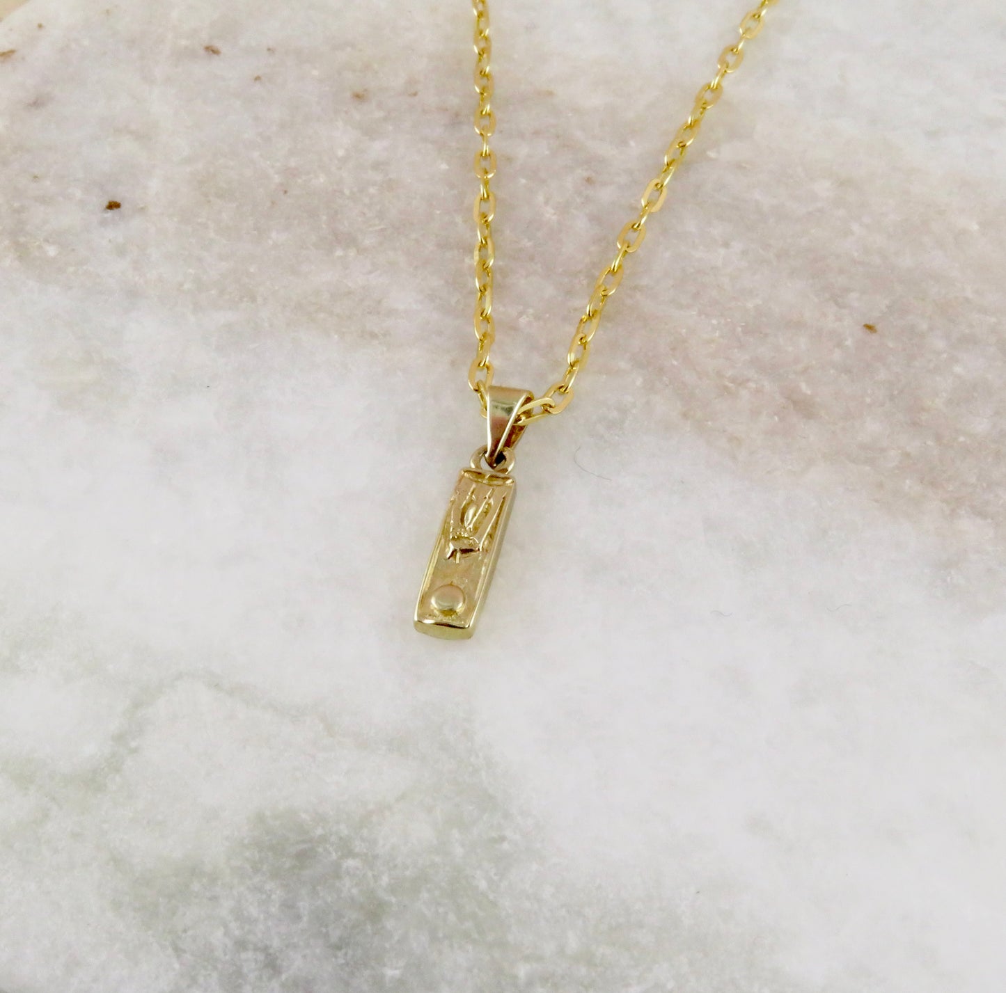 Solid Gold Small Mezuzah Charm Necklace