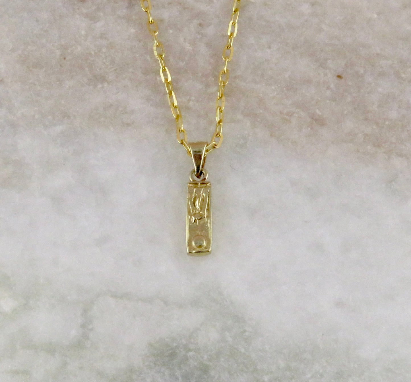 Solid Gold Small Mezuzah Charm Necklace