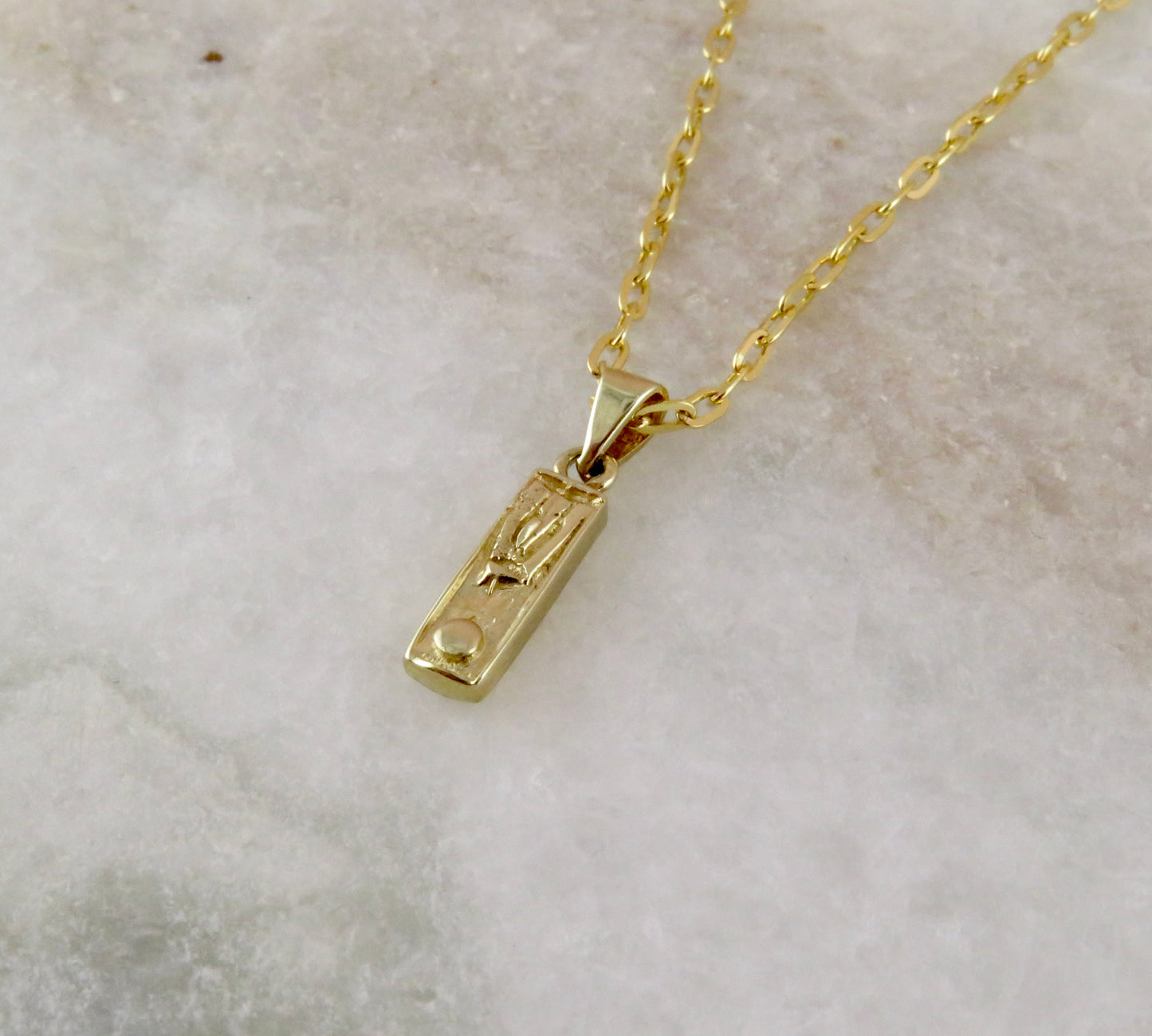 Solid Gold Small Mezuzah Charm Necklace