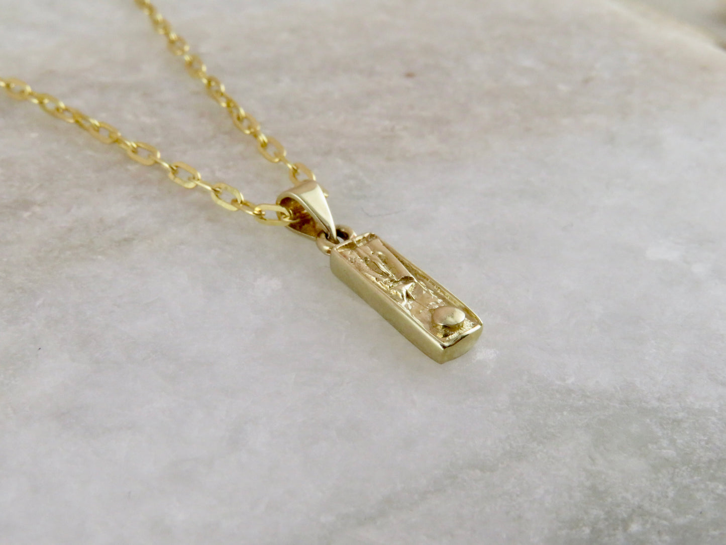 Solid Gold Small Mezuzah Charm Necklace