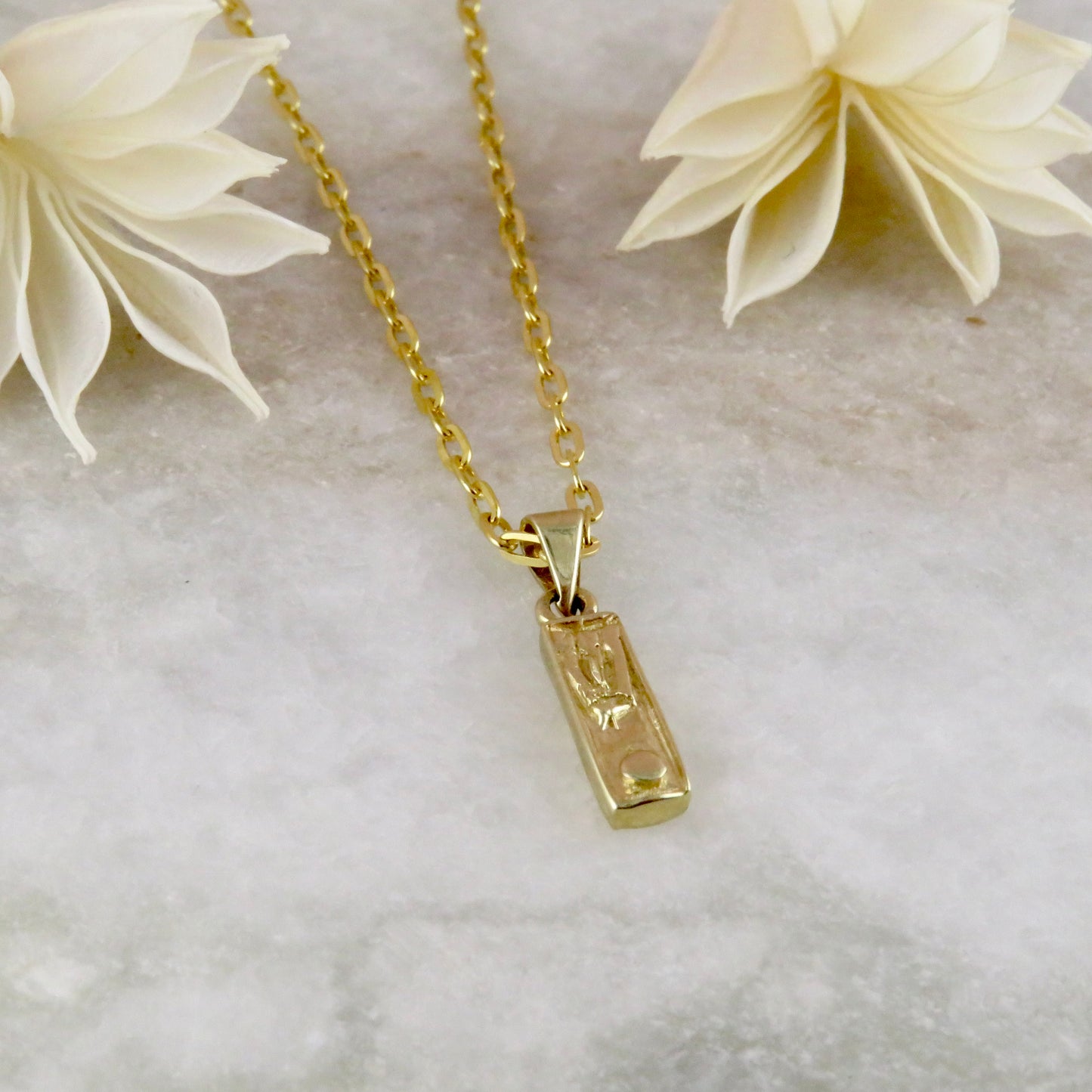 Solid Gold Small Mezuzah Charm Necklace