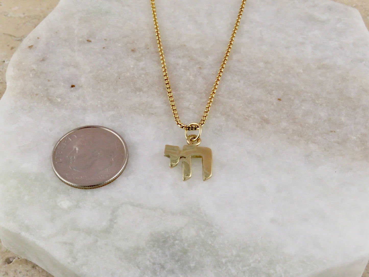 14k Solid Gold Chai Necklace