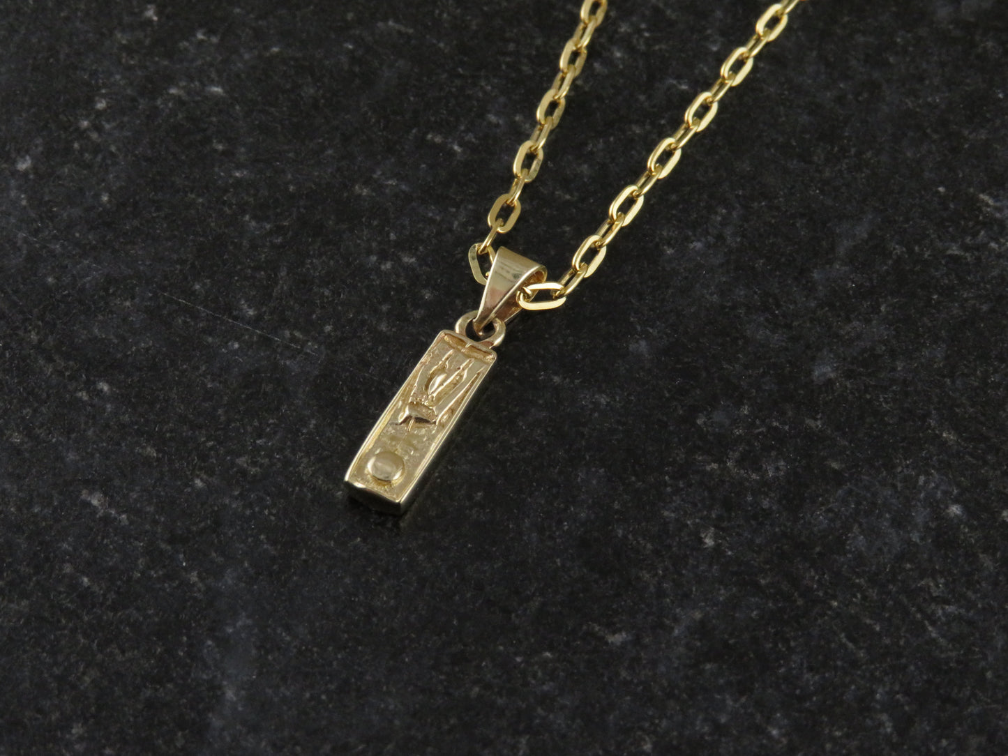 Solid Gold Small Mezuzah Charm Necklace
