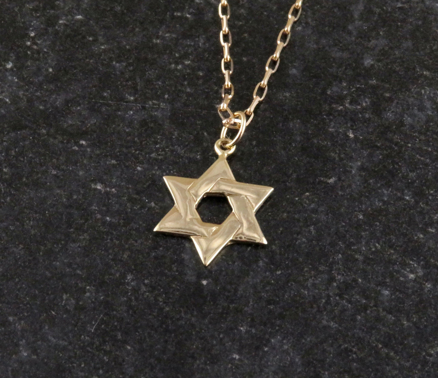Solid Gold Overlap Star of David Necklace