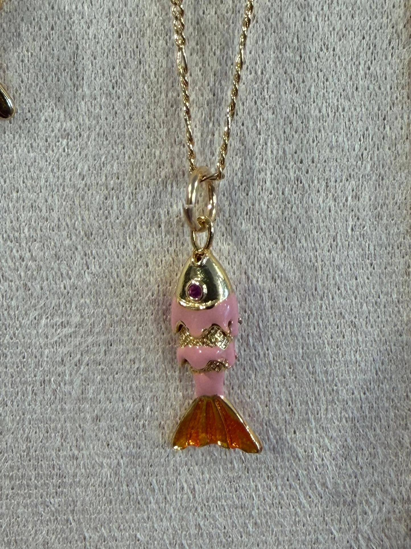 Small Colorful Fish Necklace - Brass/GF