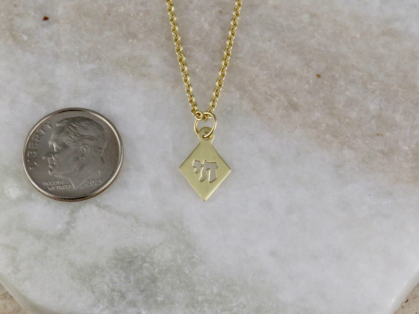 Solid Gold Cutout Chai Necklace