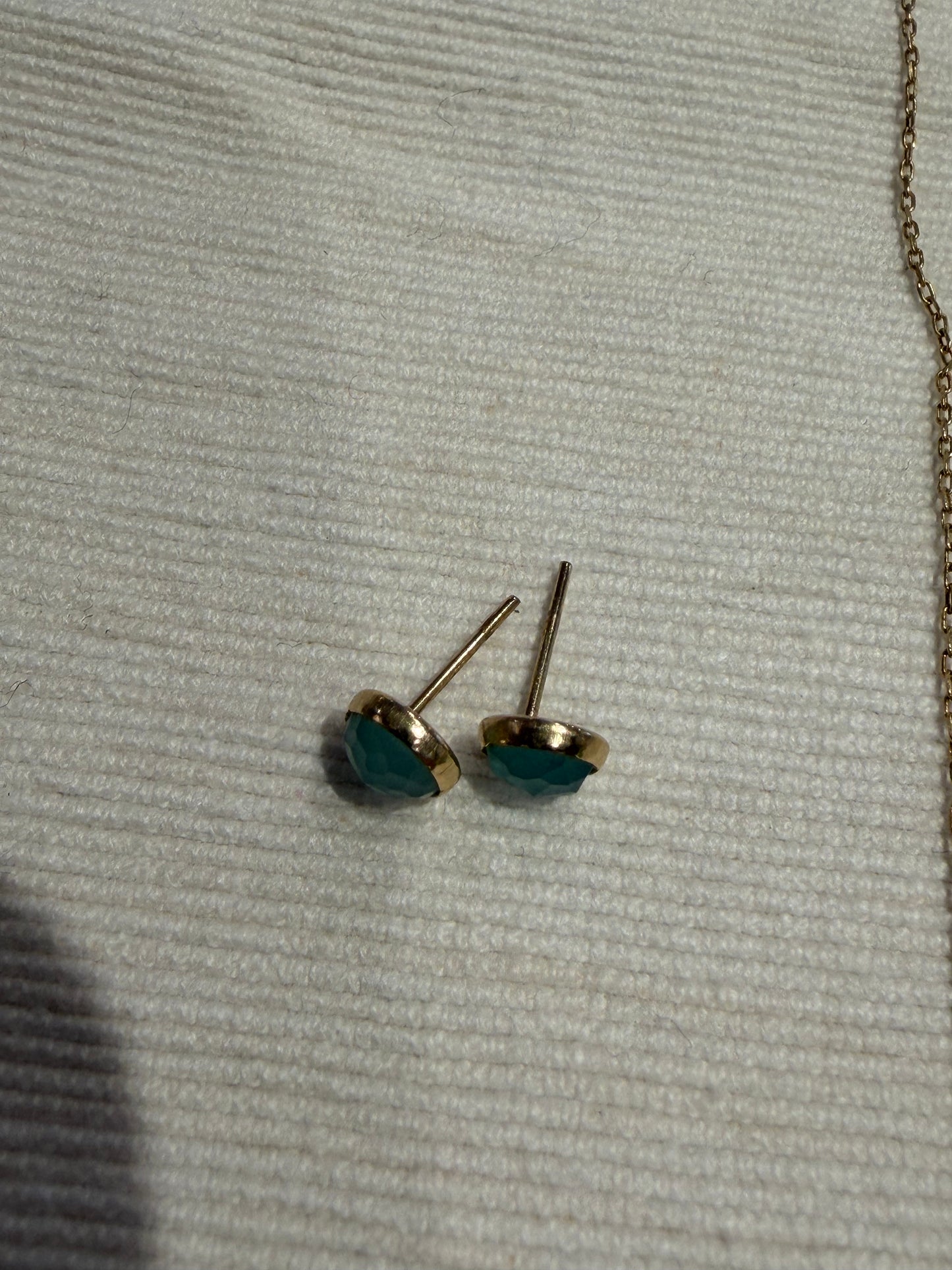 Gold Faceted Aquamarine Studs