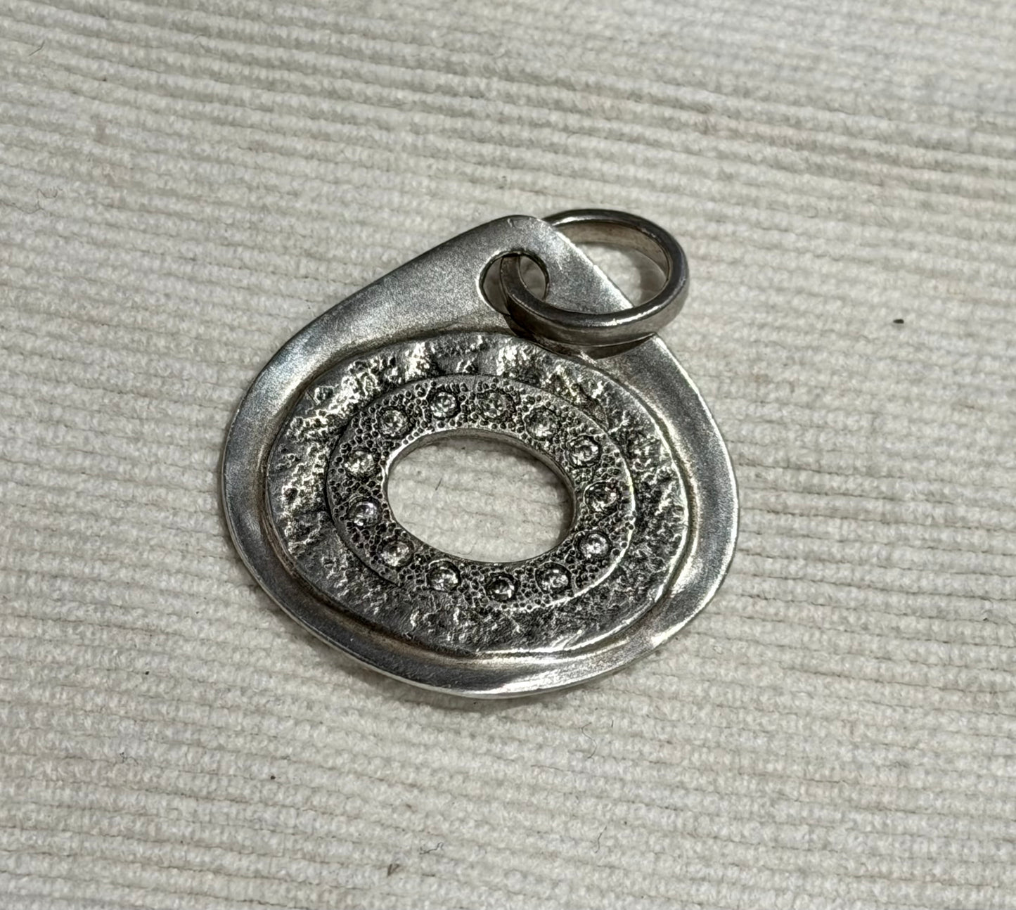 Vintage Open Circle CZ Pendant Sterling