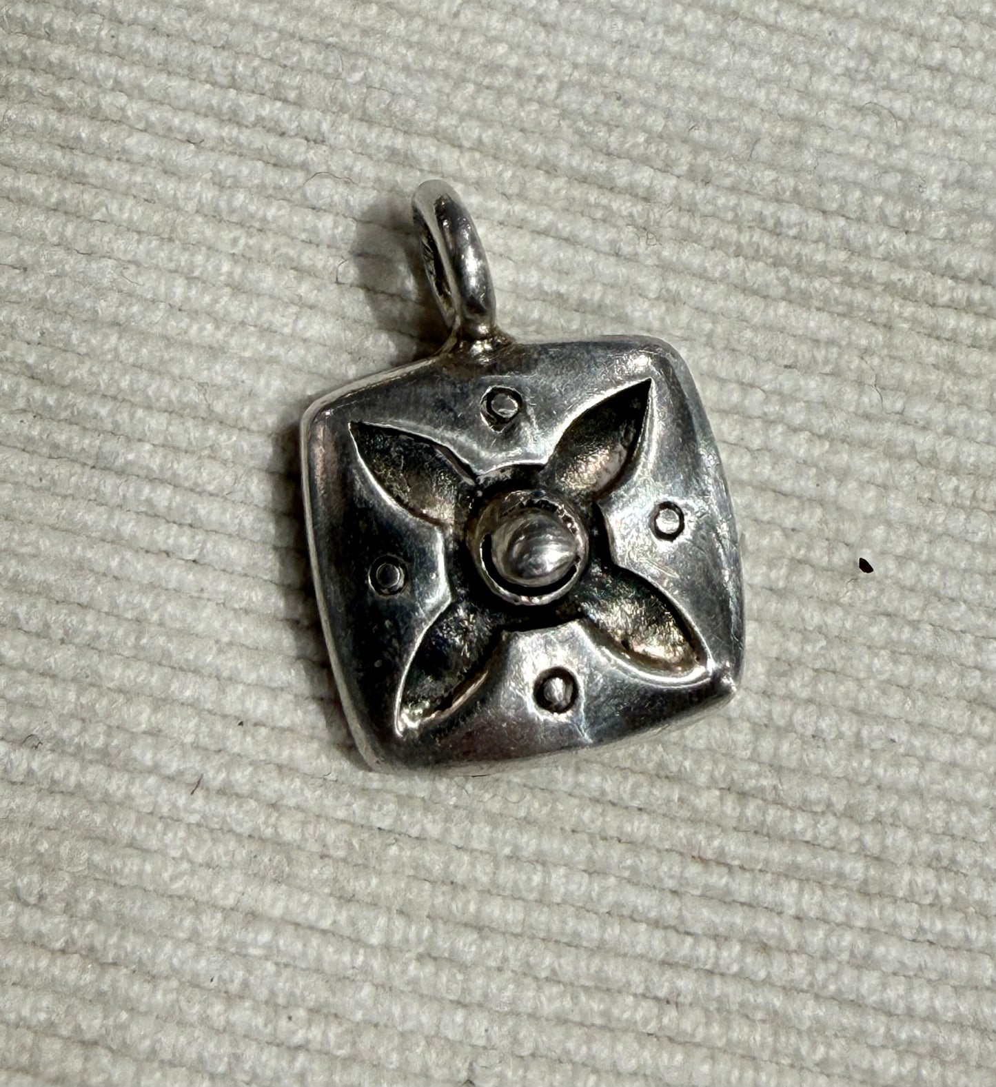 Vintage Geo Sq Pendant - Sterling