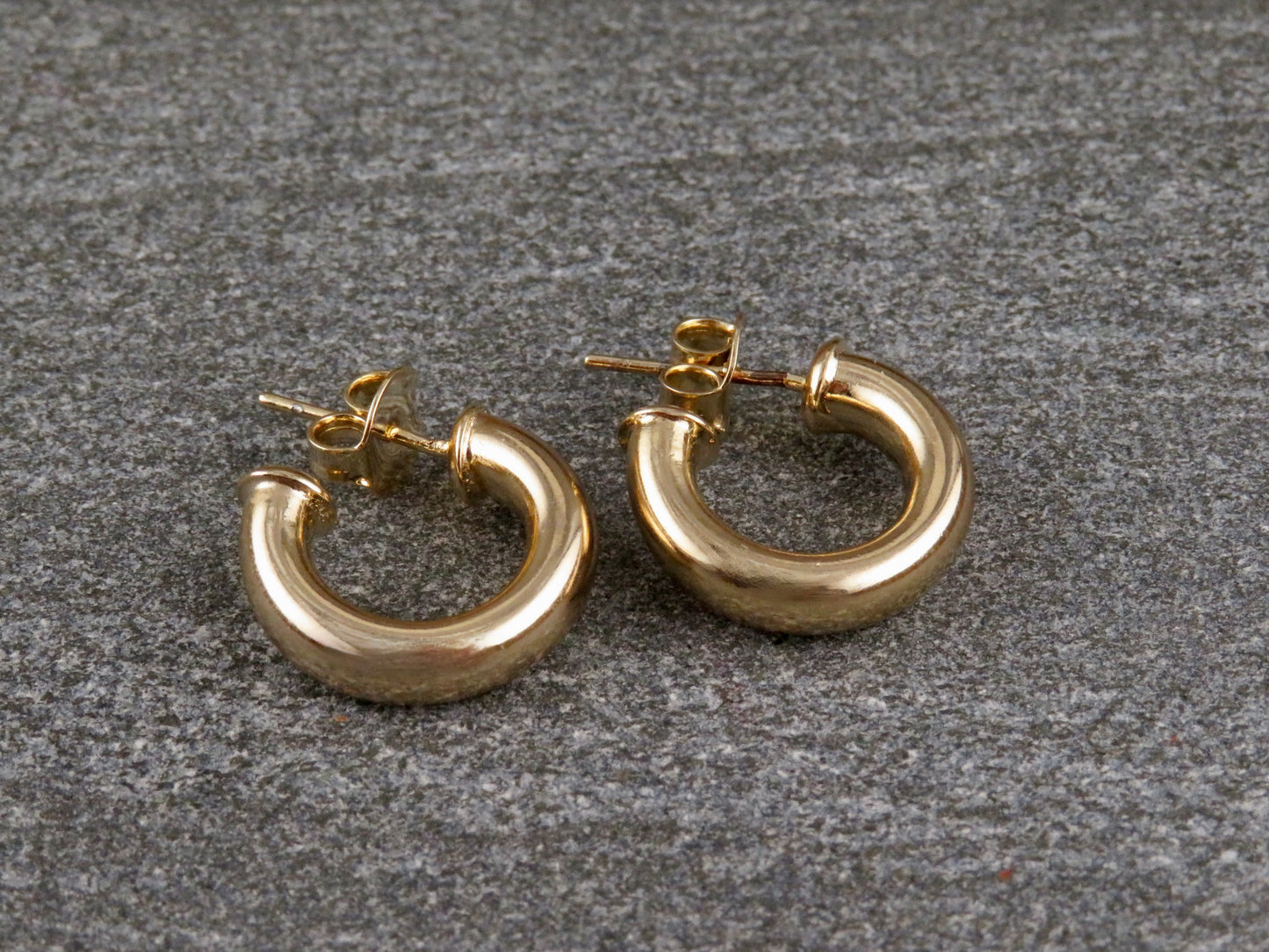 Gold Filled Post Hoop Earrings - Small