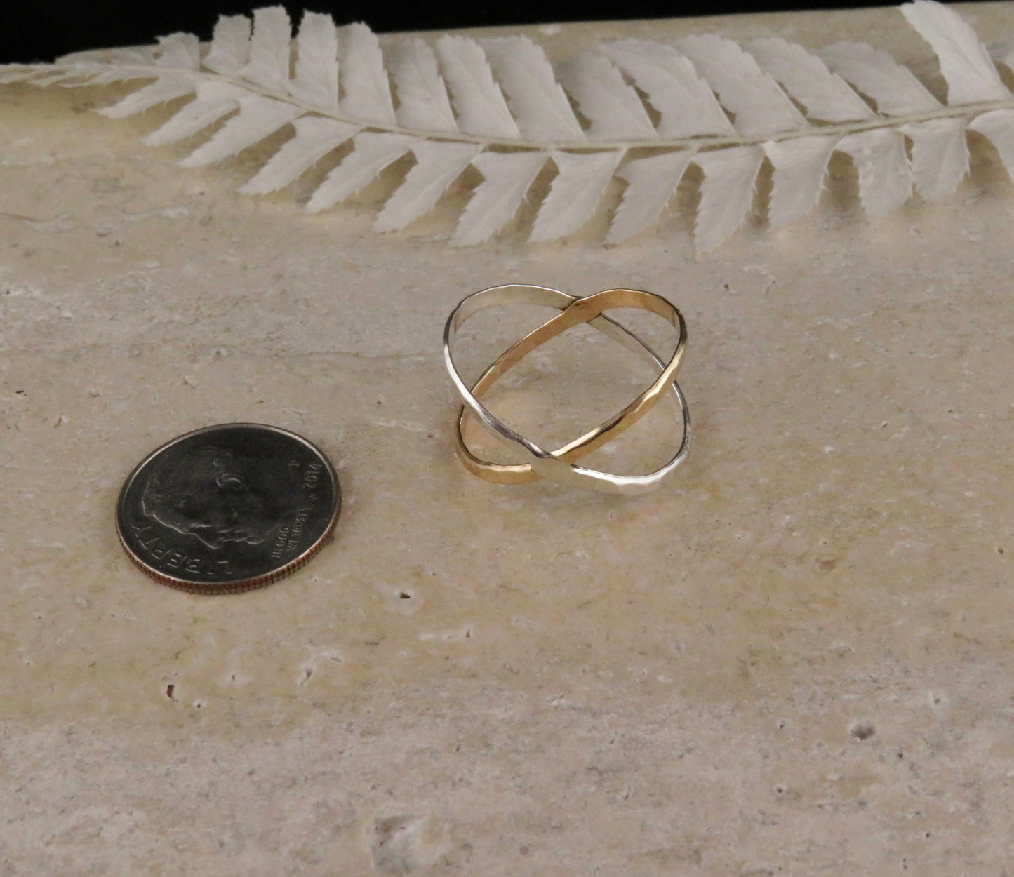 Mixed Metal Criss Cross Ring