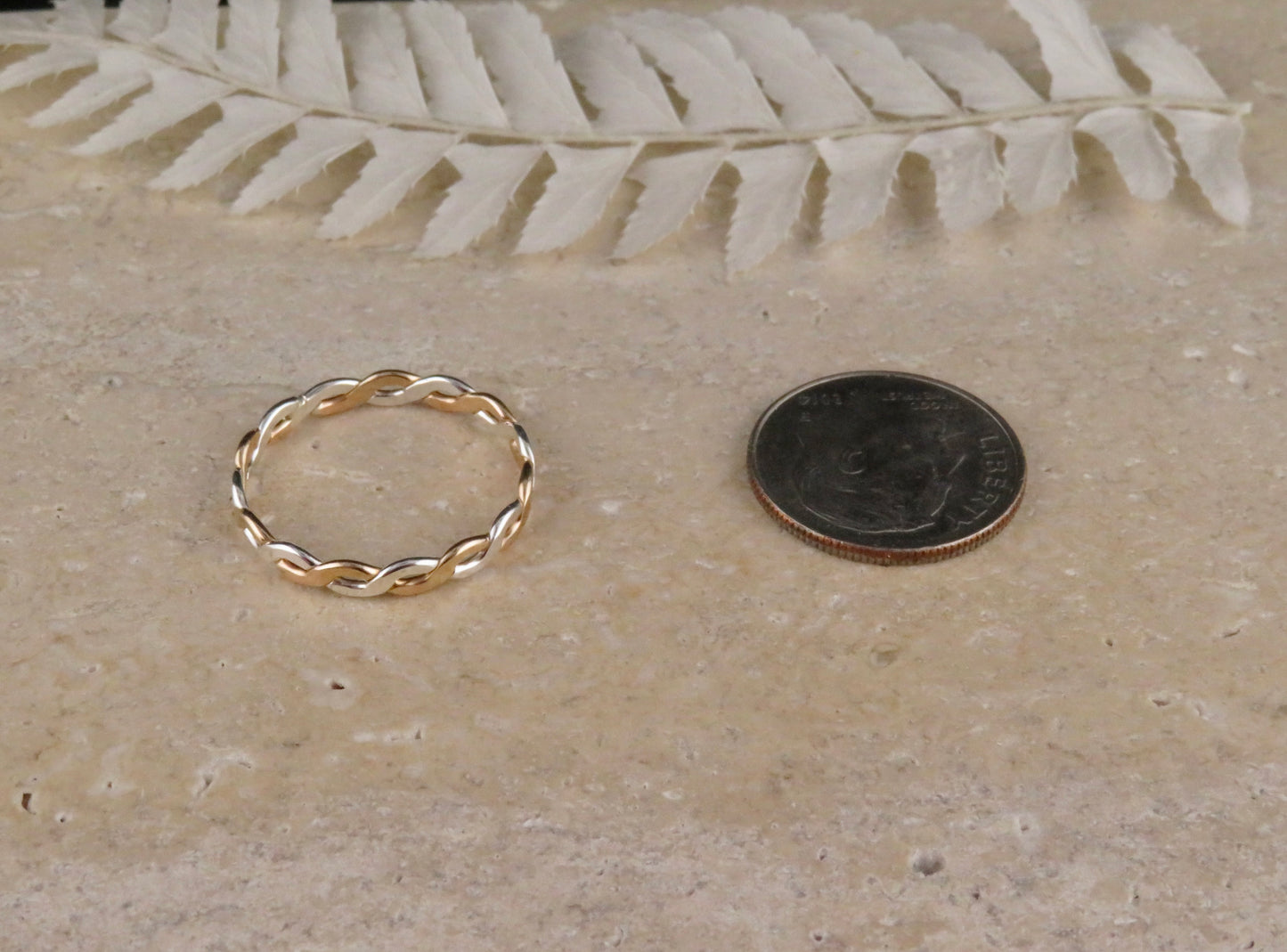 Mixed Metal Hammered Twist Ring