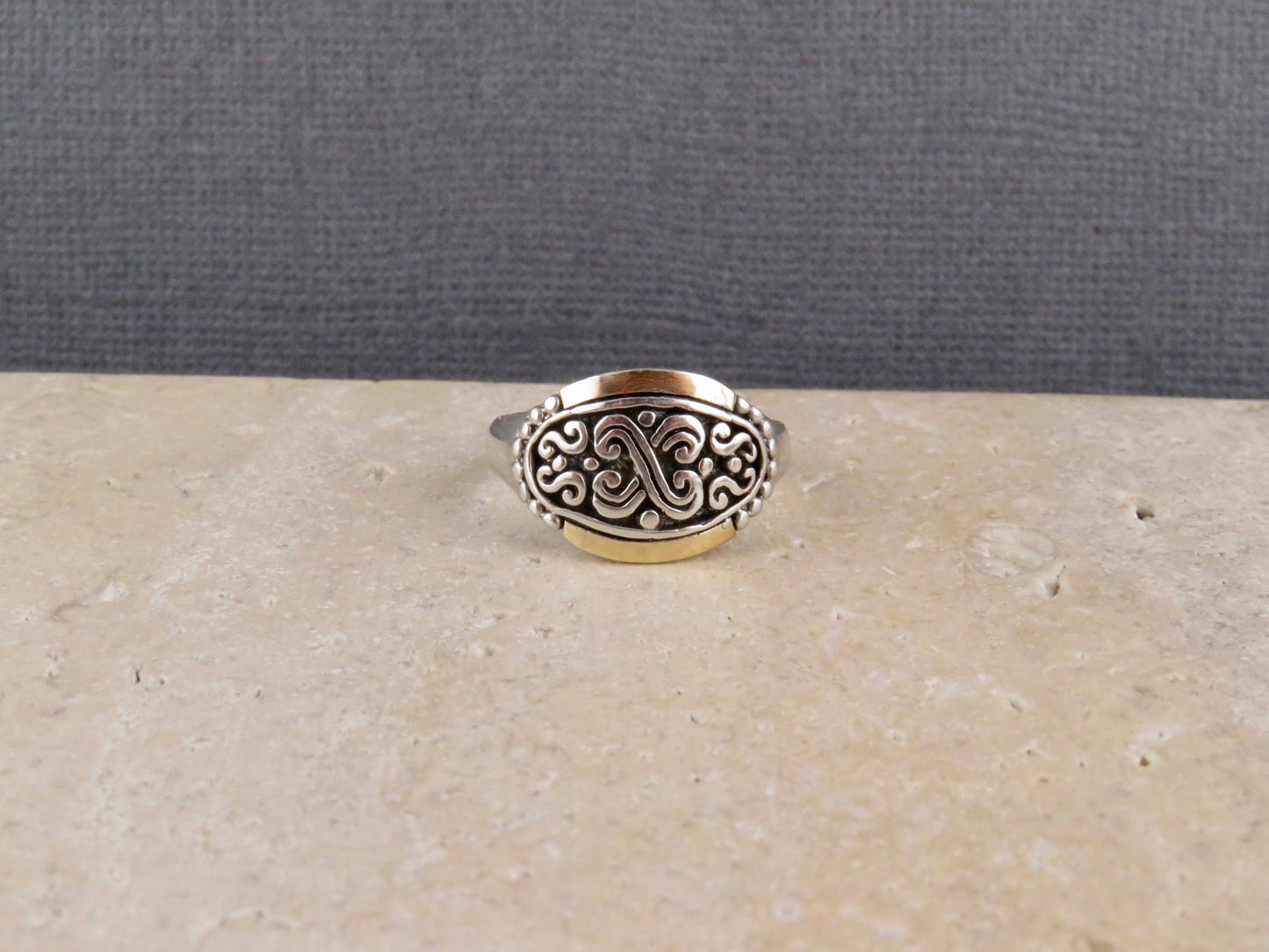 Sterling/Gold Geo Crown Ring