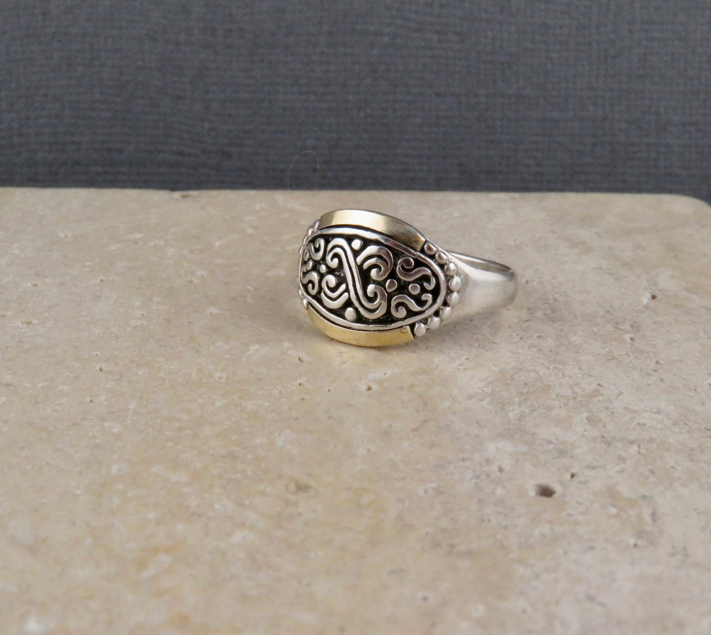 Sterling/Gold Geo Crown Ring
