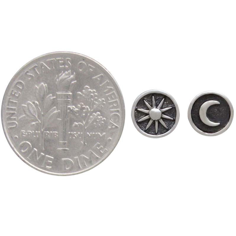 Sun and Moon Post Earrings - Sterling