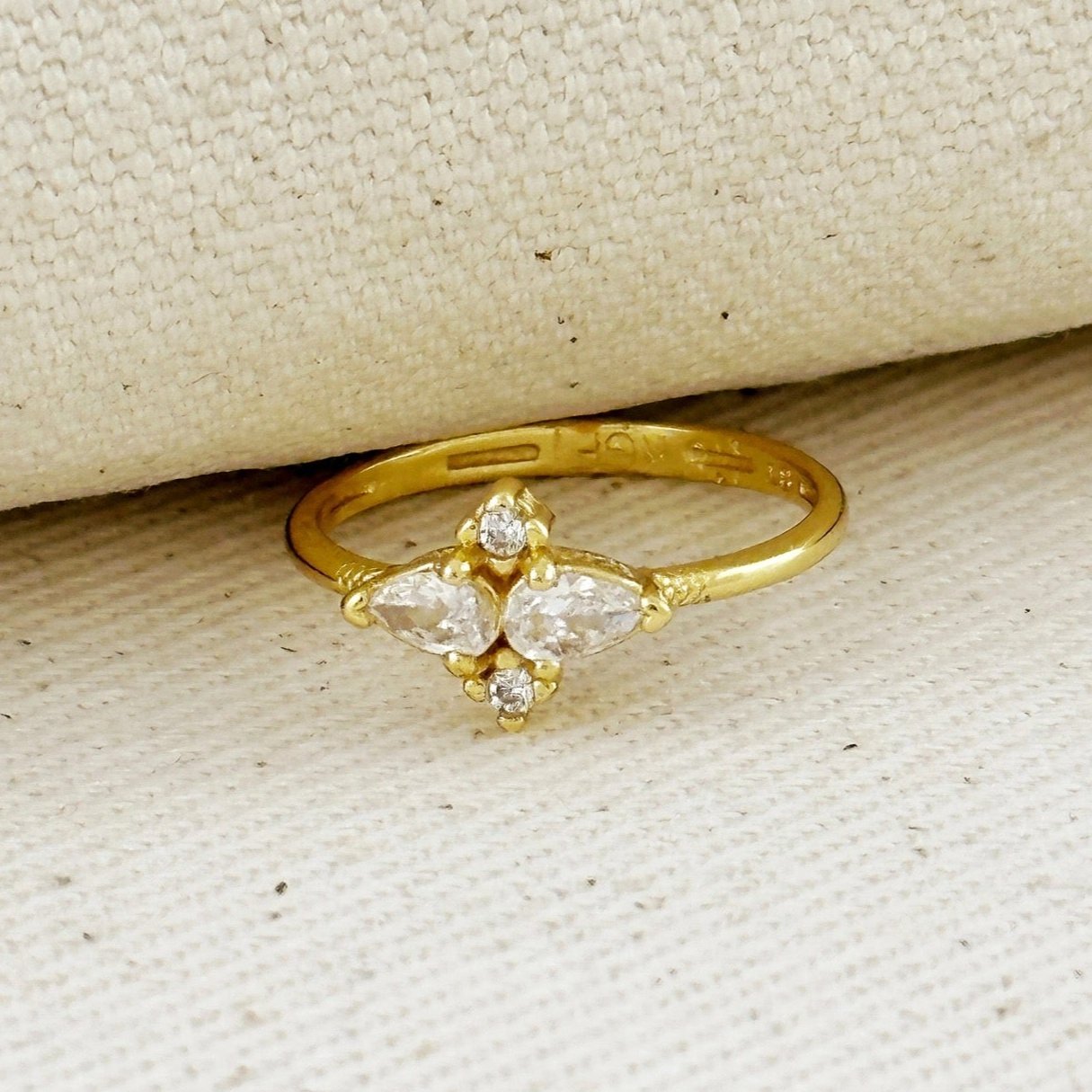 Gold Filled CZ Flower Geo Ring