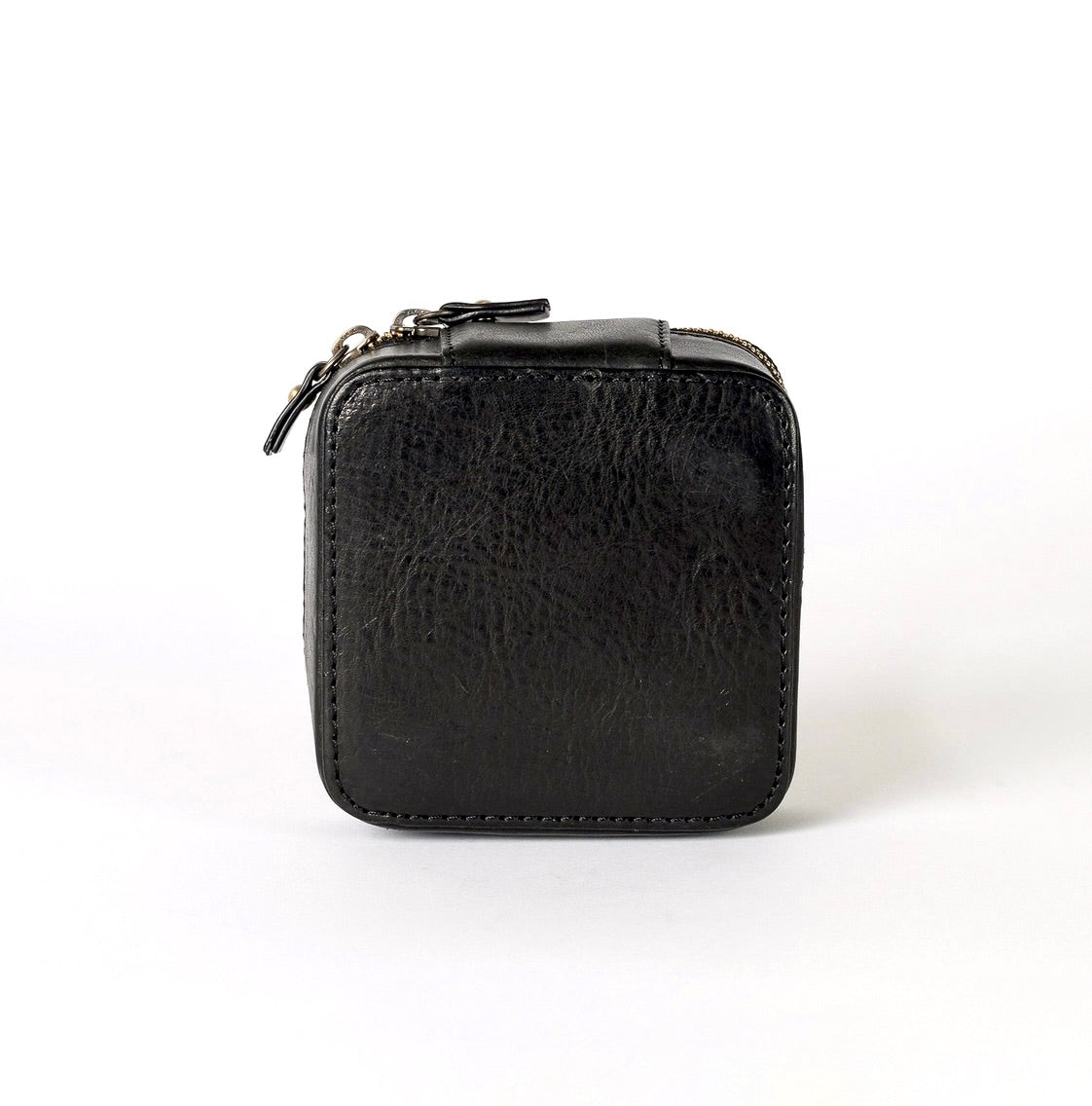 Genuine Leather Jewelry Travel Case - Black