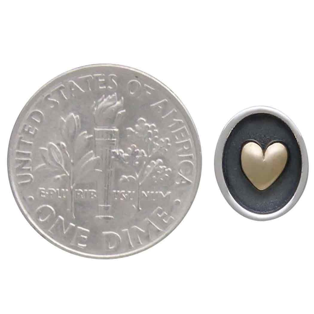 Shadow Box Heart Post Earrings - Sterling Bronze
