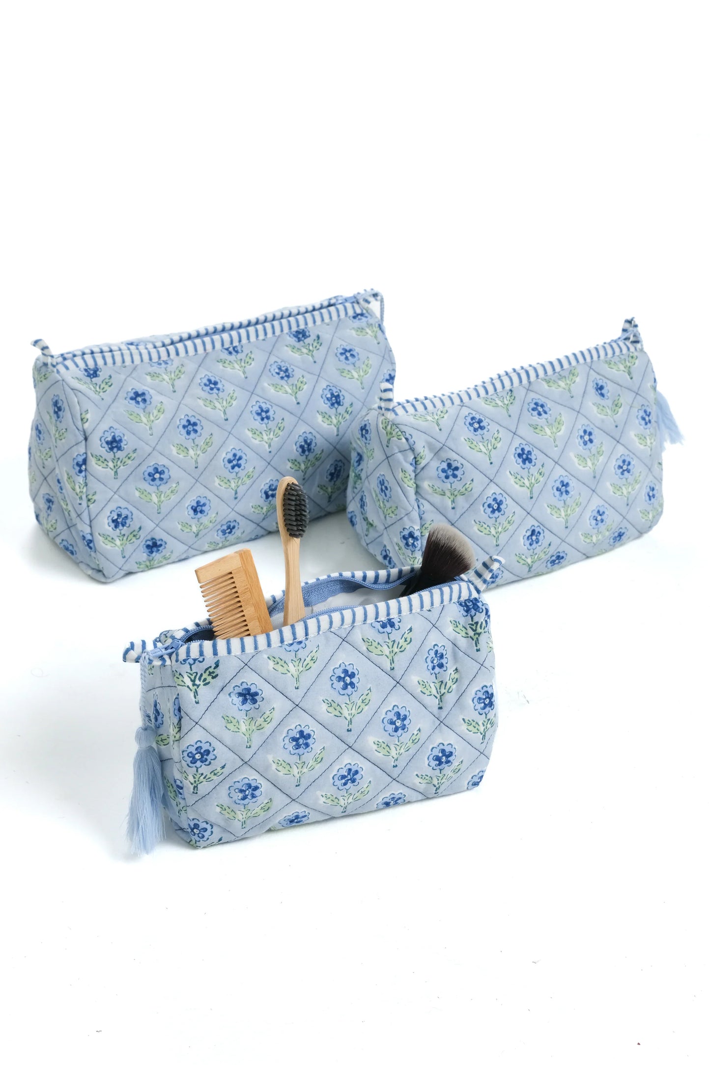 Toiletry Pouch - Mona Blockprint Blue - sm