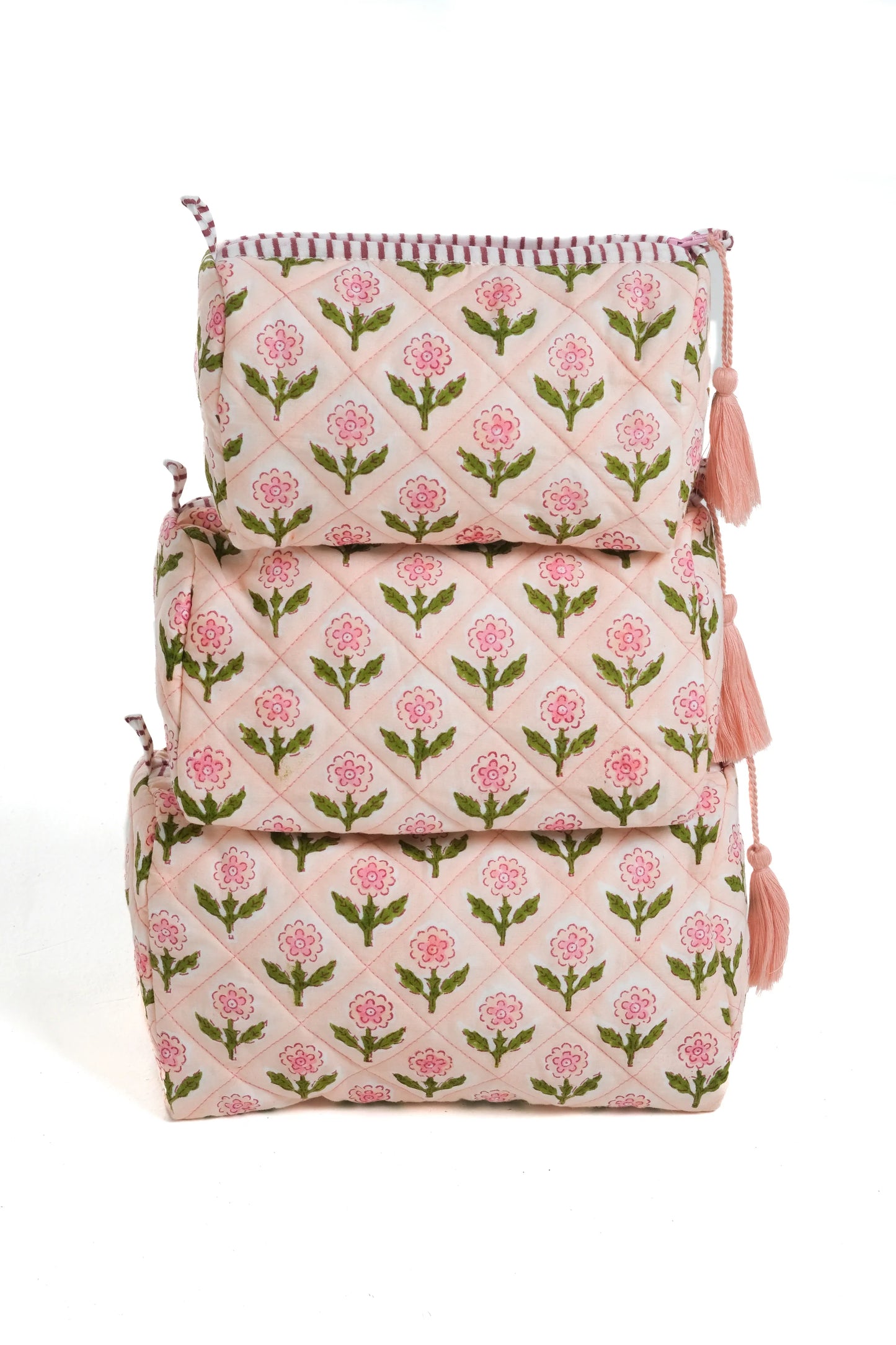 Toiletry Pouch - Mona Blockprint Pink - sm
