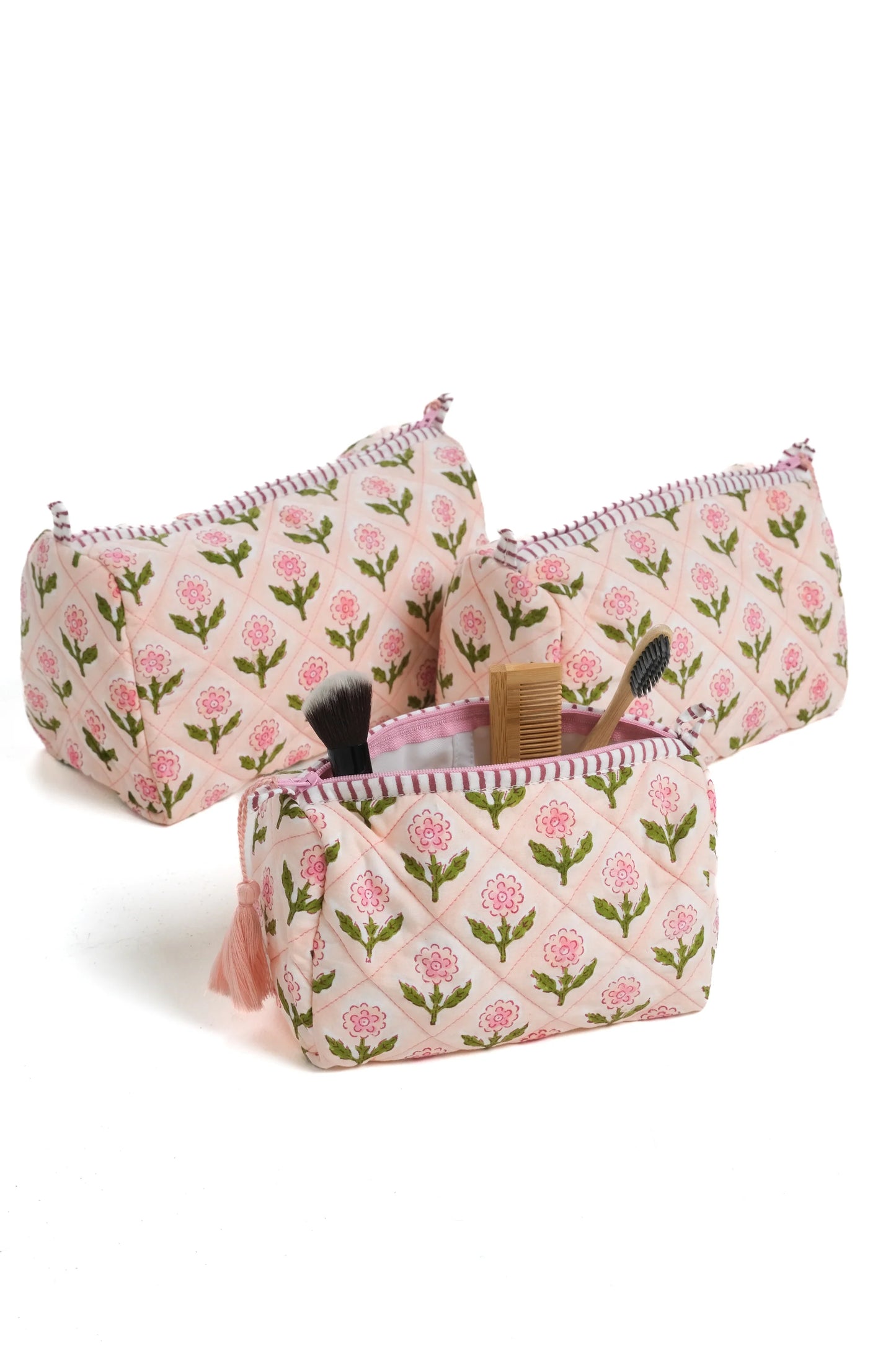 Toiletry Pouch - Mona Blockprint Pink - sm