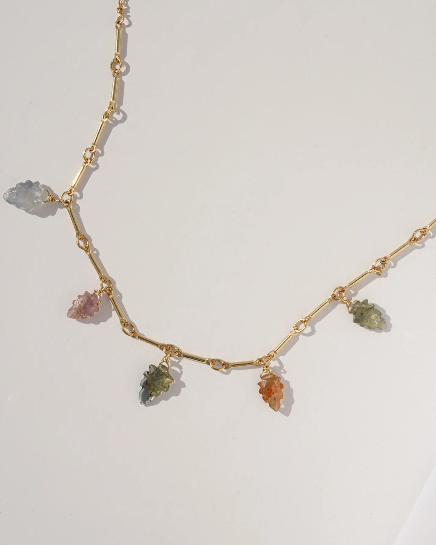 Watermelon Leaf Tourmaline Charm Necklace