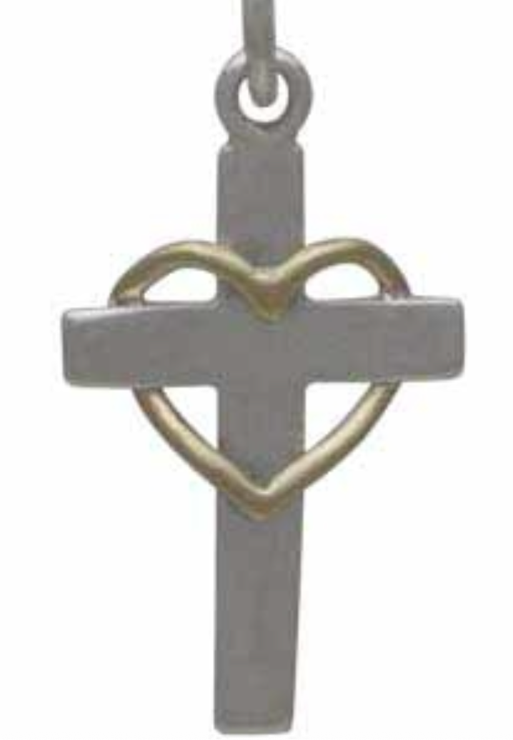 Heart Wrapped Cross Necklace - Sterling