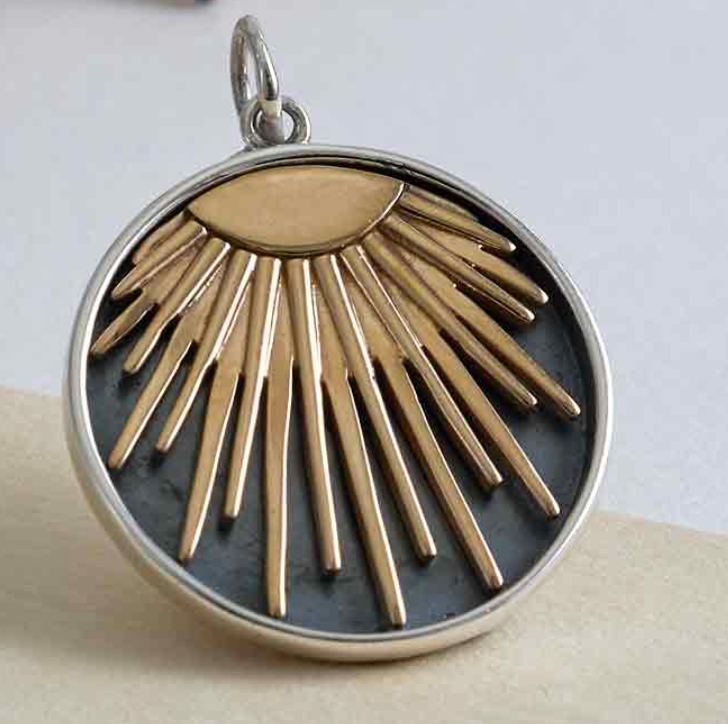 Shining Sun Rays Necklace - Sterling/Bronze
