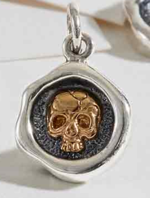 Skull Wax Seal Necklace - Sterling/Bronze