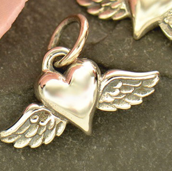 Angel Wings Heart Necklace - Sterling