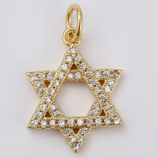 Sparkly Gold Star of David Necklace