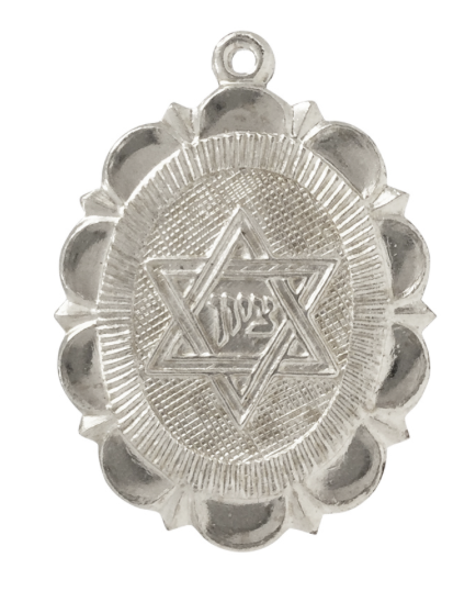 Fancy Star of David Oval Medallion Necklace - Sterling