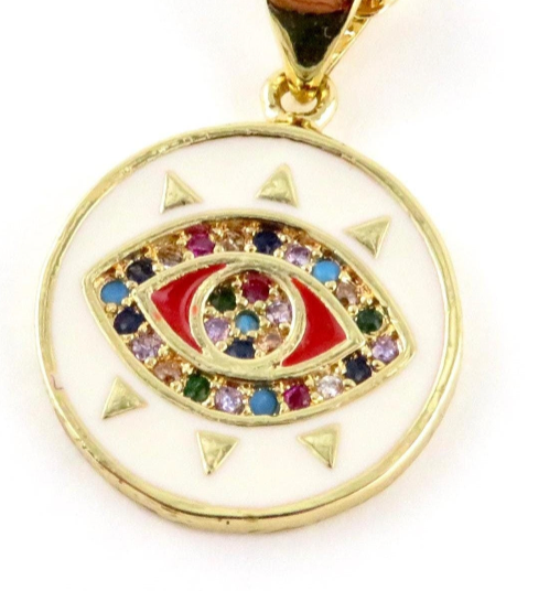 Colorful Eye Medallion Necklace SM