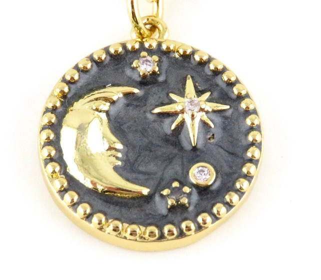 Gray/Gold Celestial Disc Necklace