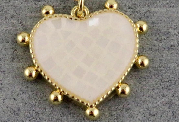 Mosaic Pearl Heart Necklace - GF/White