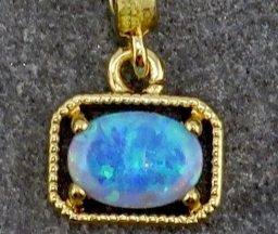 Deco Framed Blue Opal Necklace - GF