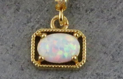 Deco Framed White Opal Necklace - GF