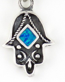 Artful Opal Hamsa Necklace - Sterling