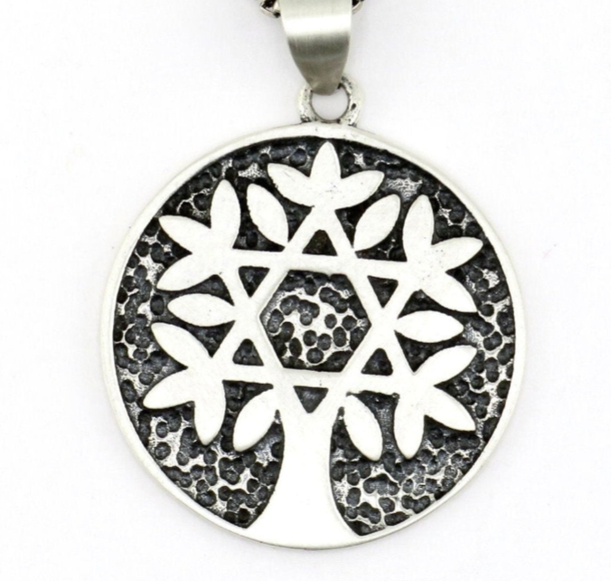 Tree of Life Star of David Medallion Necklace - Sterling