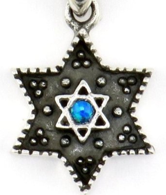 Artisanal Star of David Opal Necklace - Sterling