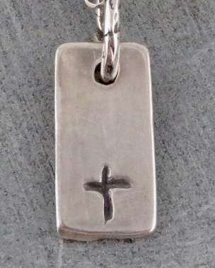 Stamped Cross Necklace Silver