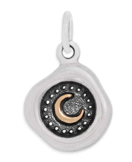 Mini Moon Wax Seal Necklace - Sterling/Bronze