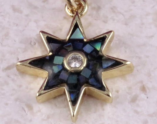 Mosaic Pearl Starburst CZ Necklace - GF/Black