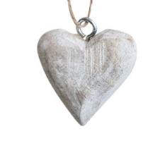 Mango Wood Heart Ornaments - Small